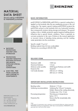 Material Data Sheet special coating proROOFING RHEINZINK-prePATINA