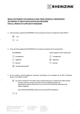 REACH-Statement for products and their chemical components
